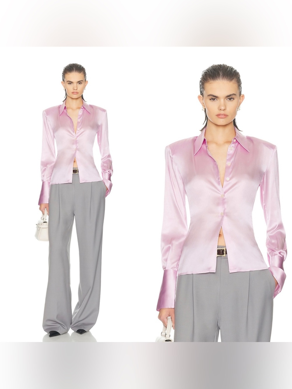 NEW HELSA The Silk Charmeuse Shirt in Cherry Blossom
